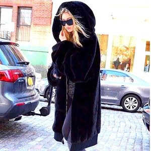 NEW BLACK FAUX FUR LUXURY COAT